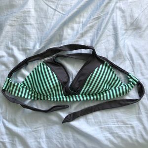 Teal and Navy Striped Two Piece Bikini